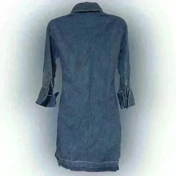 J Brand Cuff Link Denim Raw Hem Dress XS NWT - Picture 3 of 4